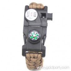 LED Light Outdoor Survival Camo Paracord Bracelet Flint Fire Starter Compass NEW (Blue)
